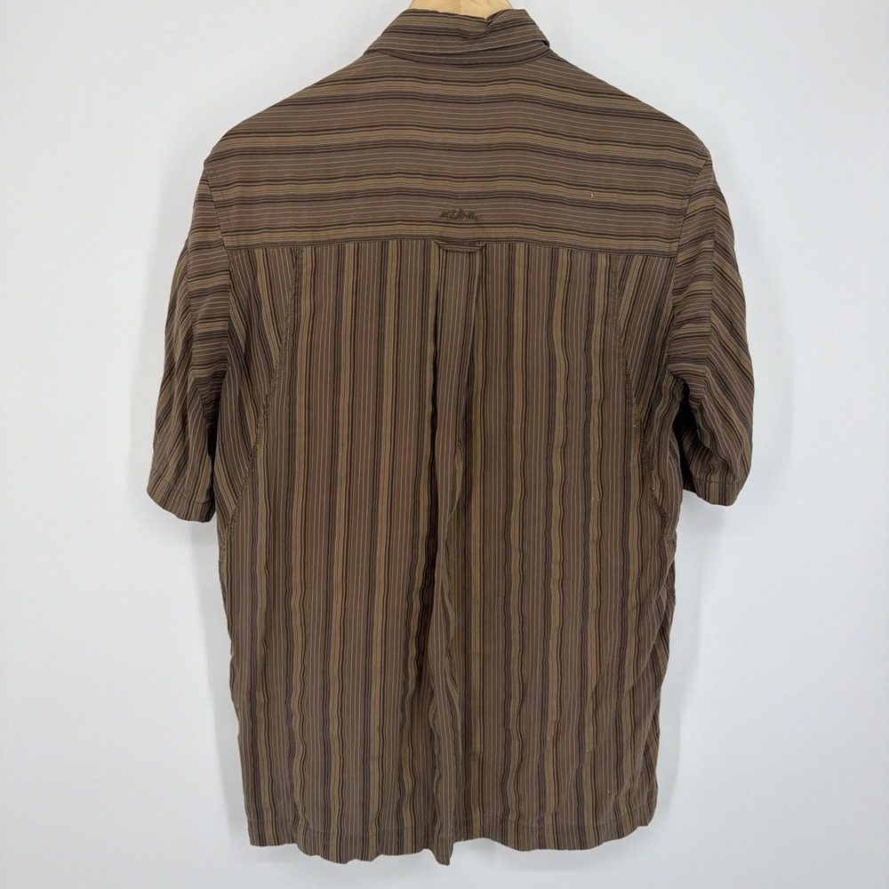 Kuhl Brown Striped Short Sleeve M Button Up Camp Shirt Outdoor Hiking Gorpcore - Picture 7 of 8